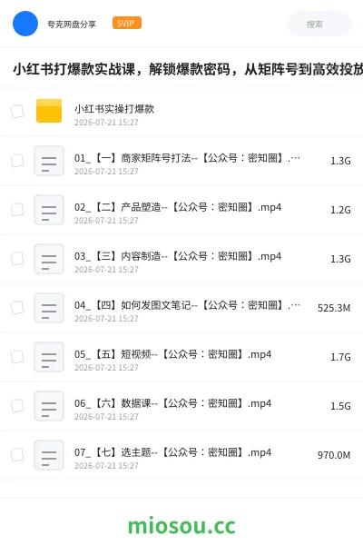 《小红书打爆款实战课，解锁爆款密码，从矩阵号到高效投放》教程网盘｜学习资源网盘