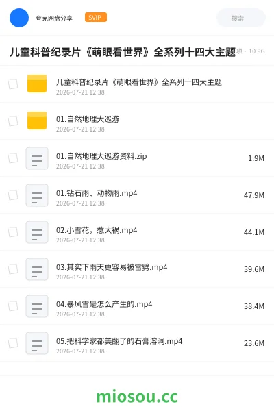 《儿童科普纪录片《萌眼看世界》全系列十四大主题》纪录片网盘｜学习资源网盘