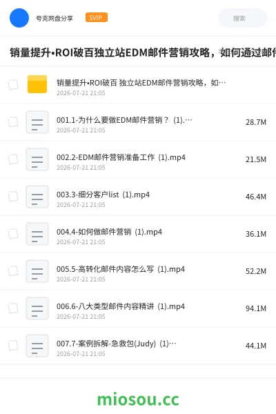 《销量提升•ROI破百独立站EDM邮件营销攻略，如何通过邮件营销每年获得100万美金销售额》教程网盘｜学习资源网盘