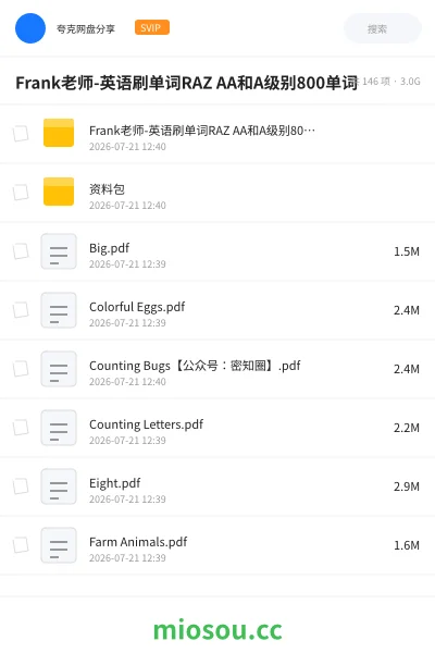 《Frank老师-英语刷单词RAZ AA和A级别800单词》英语学习资源封面