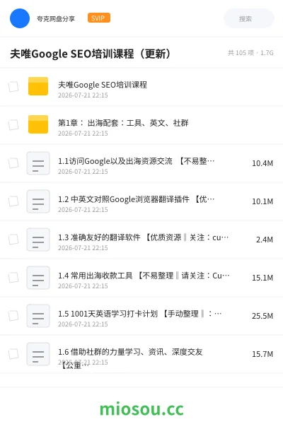 《夫唯Google SEO培训课程(更新)》AIGC网盘|学习资源网盘
