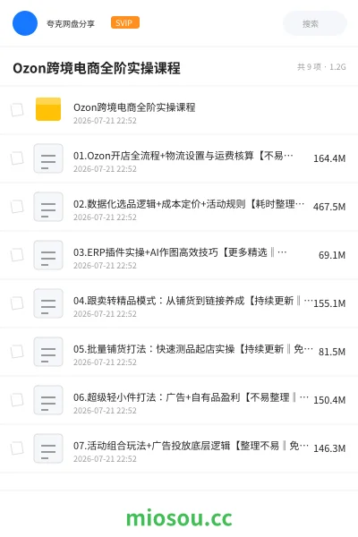 《Ozon跨境电商全阶实操课程》人工智能网盘｜学习资源网盘