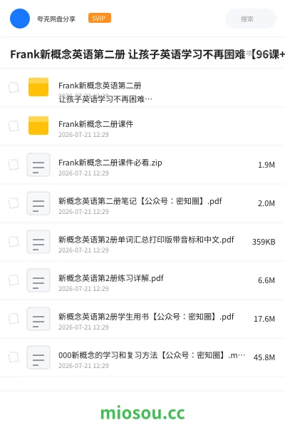 《Frank新概念英语第二册 让孩子英语学习不再困难【96课 +PDF课件】》英语网盘｜学习资源网盘