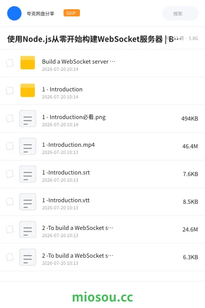《使用Node.js从零开始构建WebSocket服务器 | Build a WebSocket server with Node.js》编程网盘|学习资源网盘