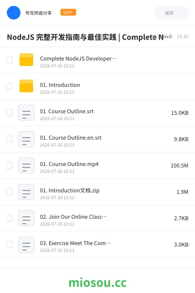 《NodeJS 完整开发指南与最佳实践 | Complete NodeJS Developer (GraphQL, MongoDB, + more)》AIGC网盘|学习资源网盘