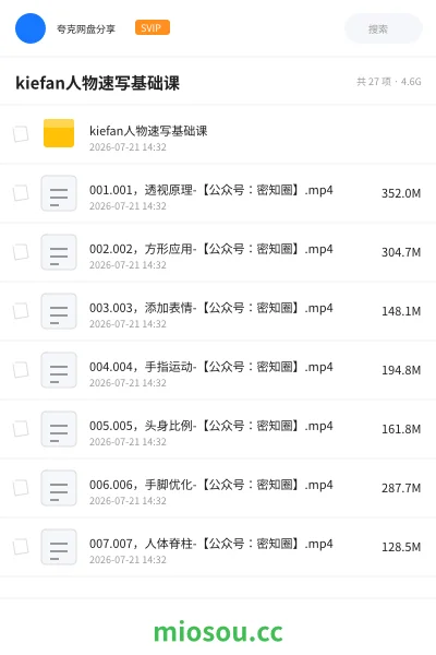 《kiefan人物速写基础课》教程学习资源封面