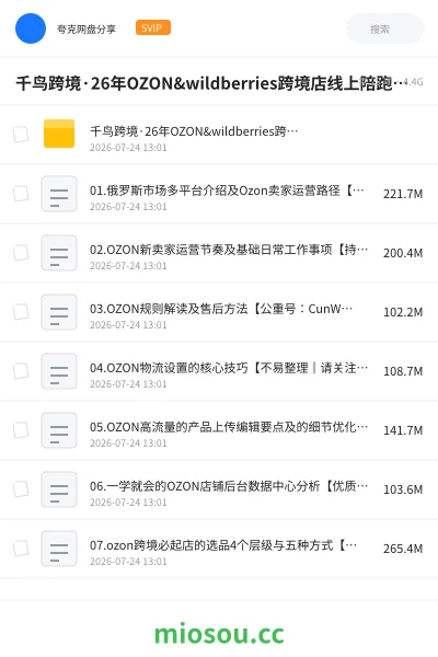 《千鸟跨境·26年OZON&wildberries跨境店线上陪跑训练营(更新)》人工智能网盘|学习资源网盘