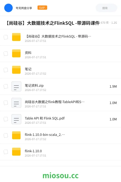 《【尚硅谷】大数据技术之FlinkSQL -带源码课件》教程网盘｜学习资源网盘