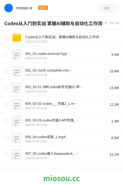 《Codex从入门到实战 掌握AI辅助与自动化工作流》人工智能网盘｜学习资源网盘
