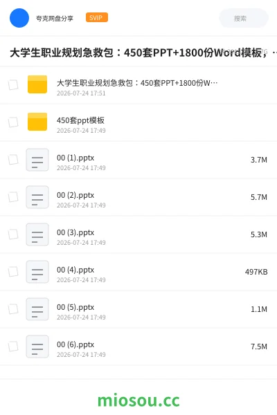 《大学生职业规划急救包：450套PPT+1800份Word模板，课程作业·规划大赛·求职简历全搞定》教程网盘｜学习资源网盘