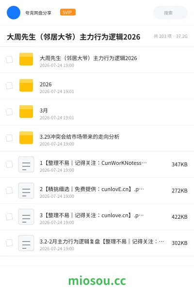 《大周先生（邻居大爷）主力行为逻辑2026》教程网盘｜学习资源网盘