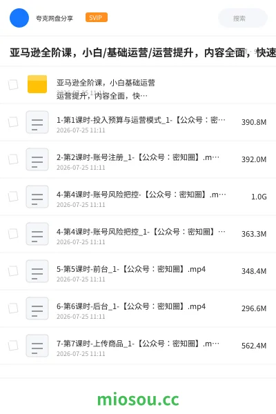 《亚马逊全阶课，小白/基础运营/运营提升，内容全面，快速提升》教程网盘｜学习资源网盘