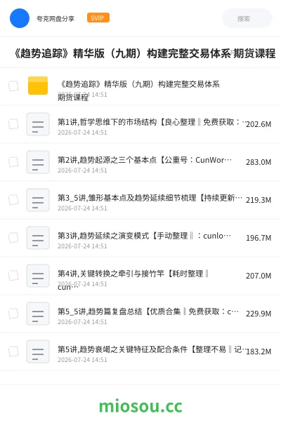 《《趋势追踪》精华版(九期)构建完整交易体系 期货课程》教程学习资源封面