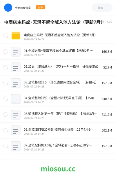 《电商店主蚂蚁·无潜不起全域入池方法论(更新7月)》人工智能网盘|学习资源网盘