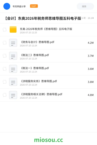 《【会计】东奥2026年税务师思维导图五科电子版》会计网盘｜学习资源网盘