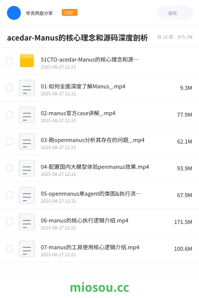 《acedar-Manus的核心理念和源码深度剖析》AIGC网盘|学习资源网盘