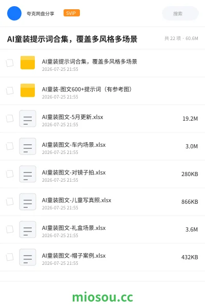 《🧸AI童装提示词合集,覆盖多风格多场景》AIGC网盘|学习资源网盘