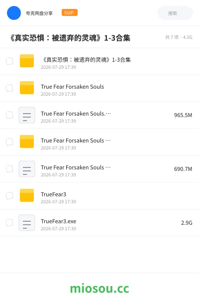 《《真实恐惧:被遗弃的灵魂》1-3合集》游戏网盘|学习资源网盘