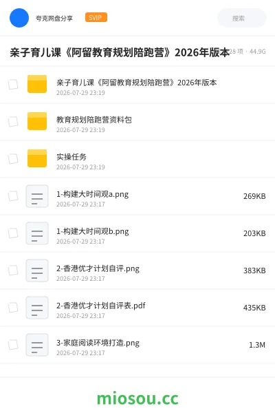 《亲子育儿课《阿留教育规划陪跑营》2026年版本》教程网盘｜学习资源网盘