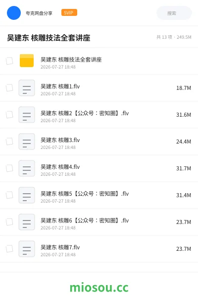 《吴建东 核雕技法全套讲座》教程网盘｜学习资源网盘