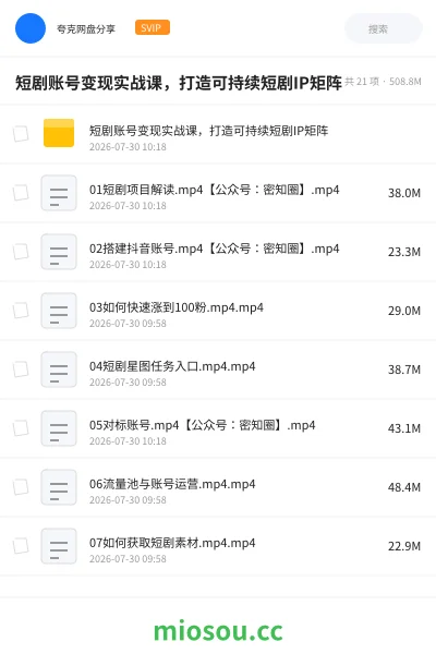 《短剧账号变现实战课,打造可持续短剧IP矩阵》AIGC网盘|学习资源网盘
