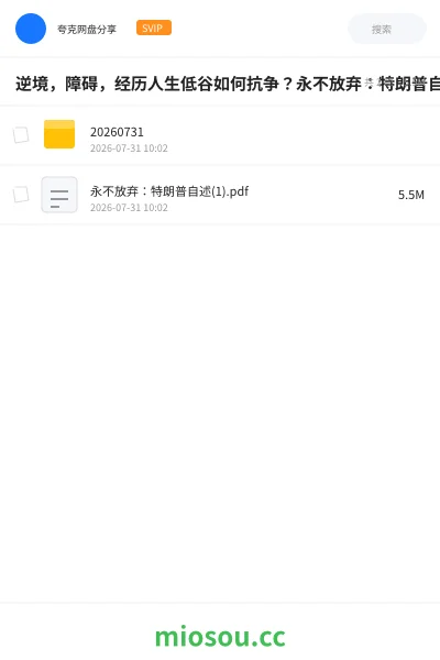 《逆境,障碍,经历人生低谷如何抗争?永不放弃:特朗普自述。值得一看!》书刊网盘|学习资源网盘