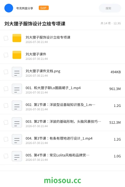 《刘大狸子服饰设计立绘专项课》教程网盘｜学习资源网盘