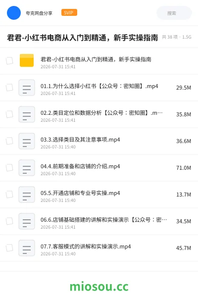 《君君-小红书电商从入门到精通，新手实操指南》教程网盘｜学习资源网盘
