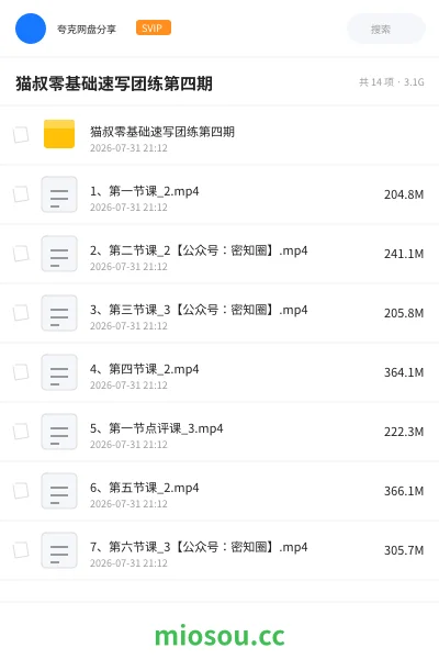 《猫叔零基础速写团练第四期》教程网盘｜学习资源网盘