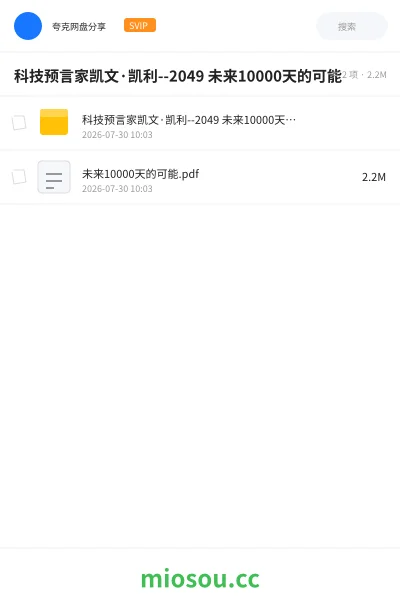 《科技预言家凯文·凯利--2049 未来10000天的可能》书籍网盘｜学习资源网盘