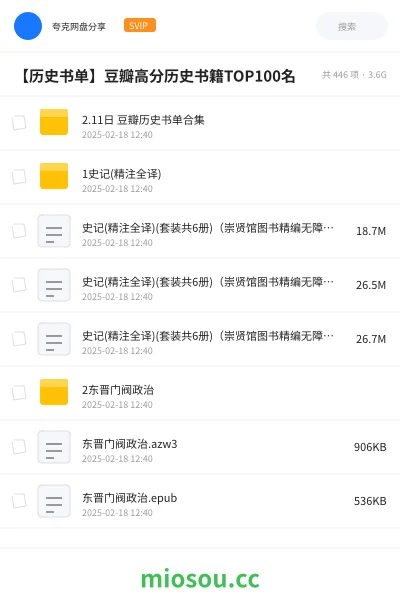 《【历史书单】豆瓣高分 历史书籍TOP100名》书籍网盘|学习资源网盘