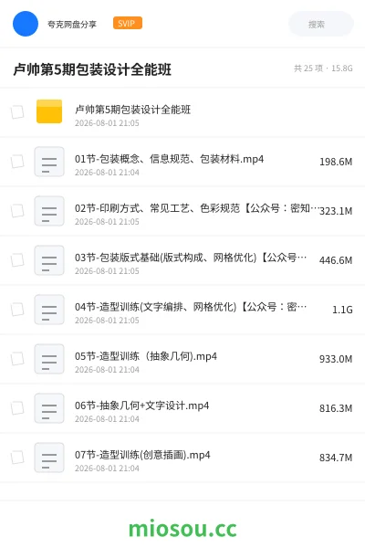 《卢帅第5期包装设计全能班》教程网盘｜学习资源网盘