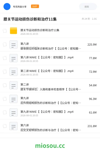 《膝关节运动损伤诊断和治疗11集》医学学习资源封面