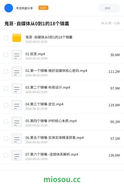 《鬼哥·自媒体从0到1的18个锦囊》教程网盘|学习资源网盘
