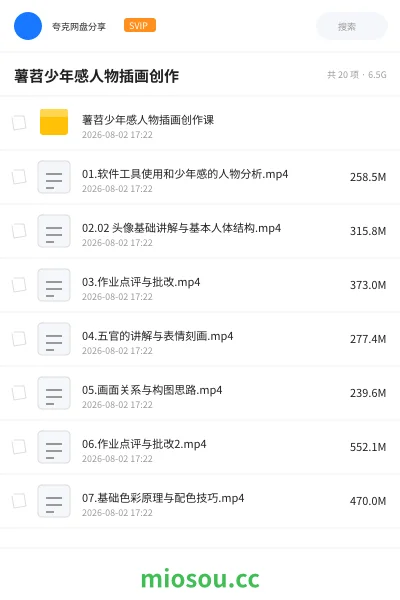 《薯苕少年感人物插画创作》教程网盘｜学习资源网盘