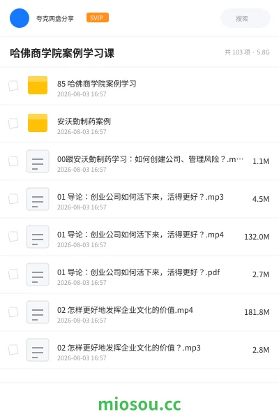 《哈佛商学院案例学习课》教程网盘|学习资源网盘