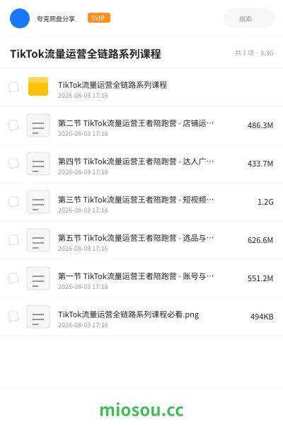 《TikTok流量运营全链路系列课程》教程网盘|学习资源网盘