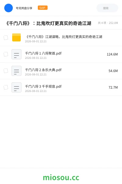 《📚《千门八将》:比鬼吹灯更真实的奇诡江湖》书籍网盘|学习资源网盘