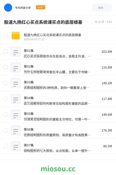 《股道九杨红心买点系统课买点的底层根基》教程网盘|学习资源网盘