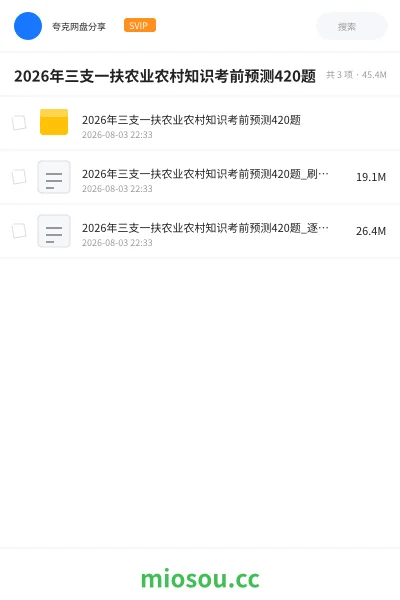 《2026年三支一扶农业农村知识考前预测420题》公考网盘｜学习资源网盘