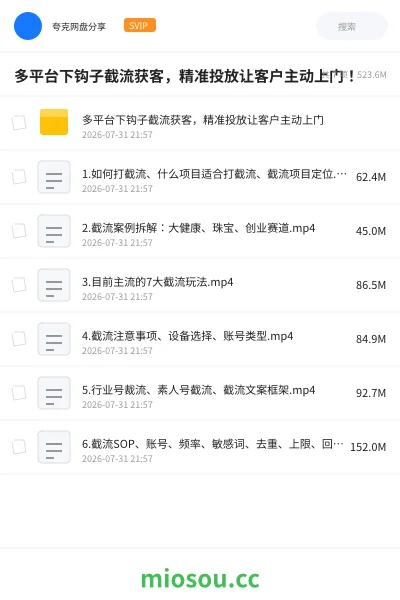 《多平台下钩子截流获客，精准投放让客户主动上门！》网赚网盘｜学习资源网盘