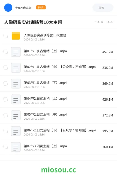 《人像摄影实战训练营10大主题》教程网盘|学习资源网盘