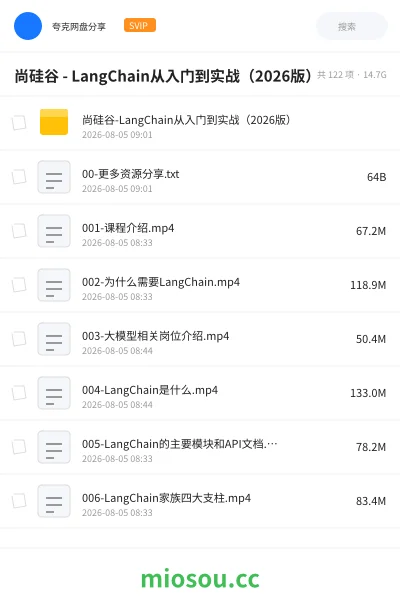 《尚硅谷 LangChain 从入门到实战(2026最新版)》人工智能网盘|学习资源网盘