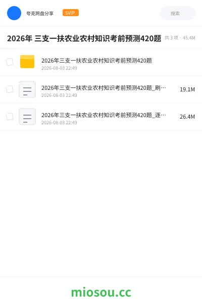 《2026年 三支一扶农业农村知识考前预测420题》公考网盘|学习资源网盘