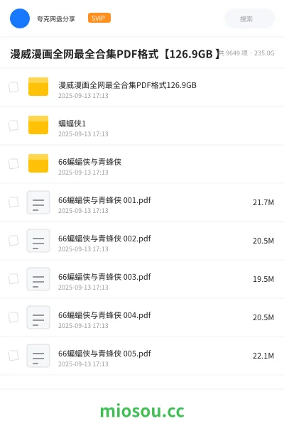 《漫威漫画全网最全合集PDF格式【126.9GB 】》漫画网盘｜学习资源网盘