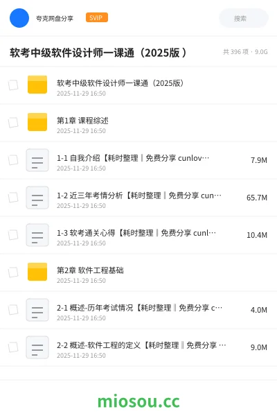 《软考中级软件设计师一课通（2025版 ）》职业资格网盘｜学习资源网盘