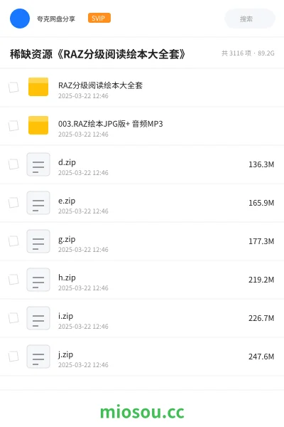 《稀缺资源《RAZ分级阅读绘本 大全套》》英语网盘|学习资源网盘