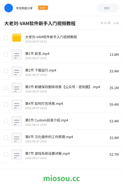 《大老刘-VAM软件新手入门视频教程》教程网盘|学习资源网盘