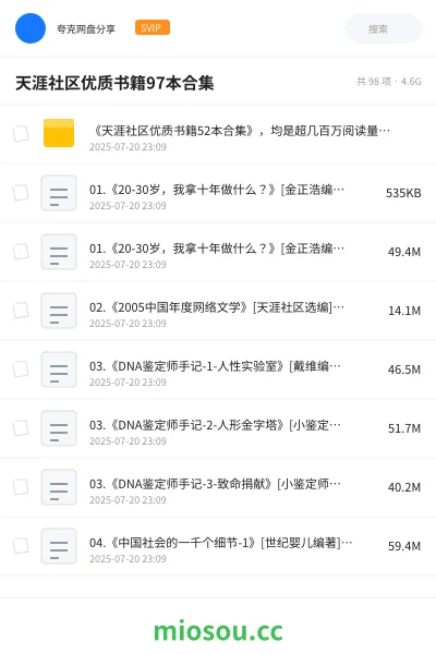 《天涯社区优质书籍97本合集》书籍网盘｜学习资源网盘