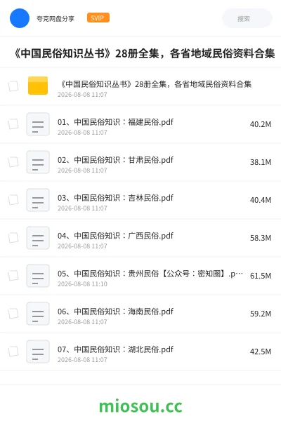 《《中国民俗知识丛书》28册全集 ,各省地域民俗资料合集》书刊网盘|学习资源网盘